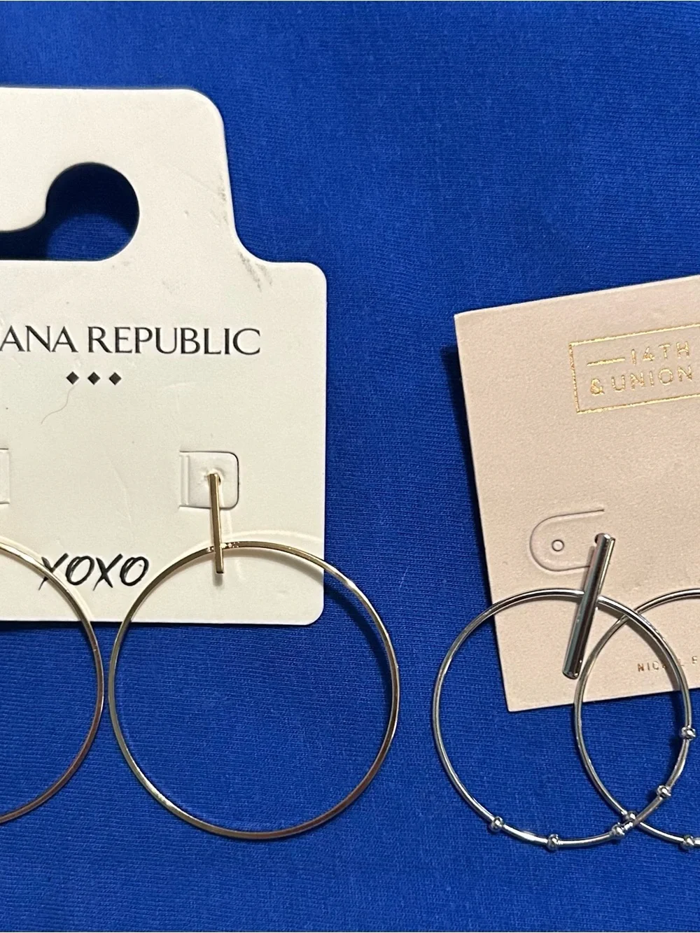 2 pairs of new long hoop shaped pierced earrings NWT